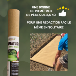 TOILE DE PAILLAGE BIODÉGRADABLE PRIMEPLANT EN PAPIER DRAINANT POTAGER // FORMULE BREVETÉE ENRICHIE D'ENGRAIS 100% NATUREL